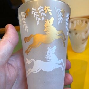 Set of 4 Vintage Mid-Century Libby Cavalcade Prancing Pony glasses